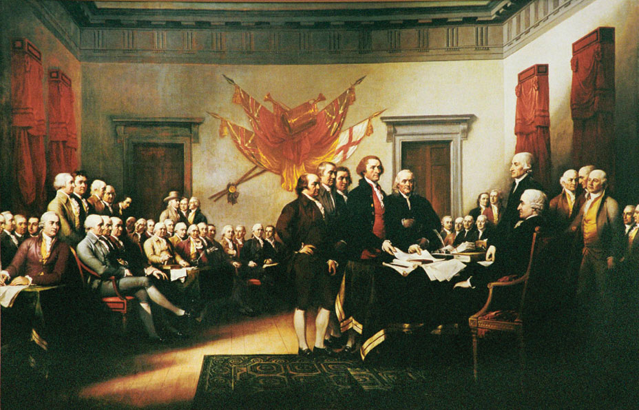 The Founding Fathers present the Declaration of Independence to Congress